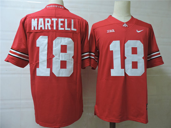 Men's Ohio State Buckeyes #18 Tate Martell  Red Football Jersey