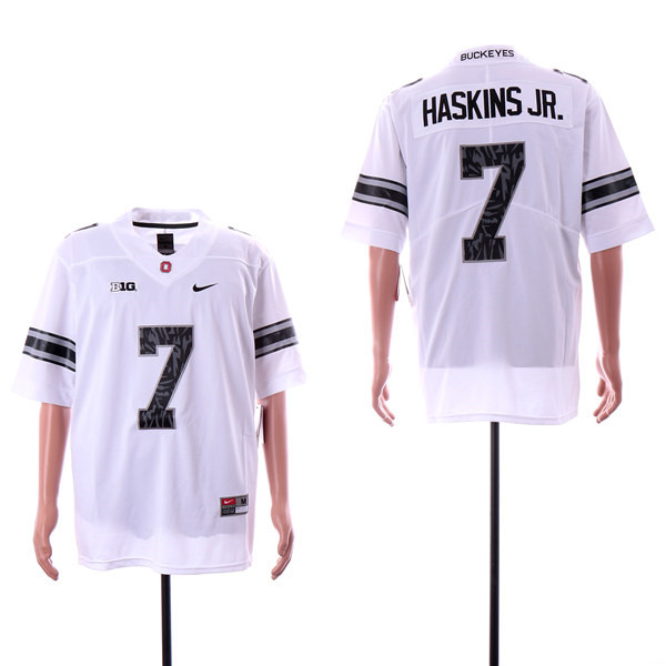 Men's Ohio State Buckeyes #7 Dwayne Haskins White Camo Football Jersey