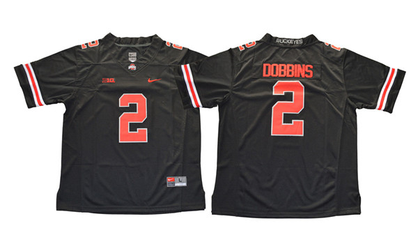 Men's Ohio State Buckeyes #2 J. K. Dobbins Blackout Football Jersey