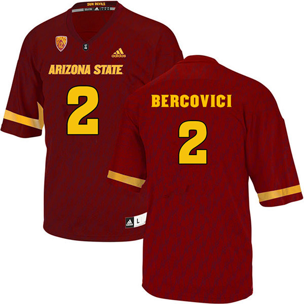 Mike Bercovici Arizona State Sun Devils Men's Jersey - #2 NCAA Maroon Stitched Authentic