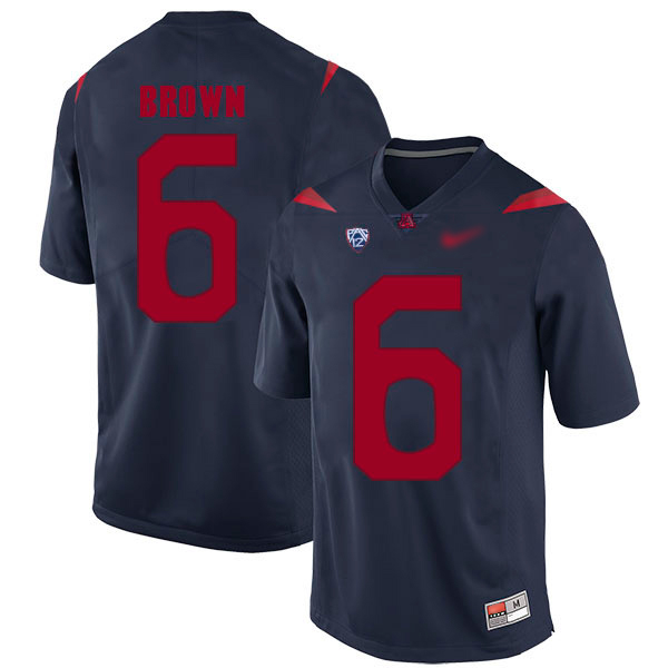 Shun Brown Arizona Wildcats Men's Jersey - #6 NCAA Navy Blue Replica Authentic