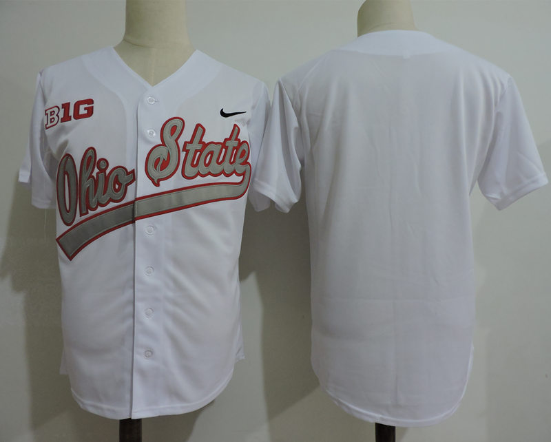 Men's Ohio State Buckeyes Blank Nike White Baseball Team Jersey
