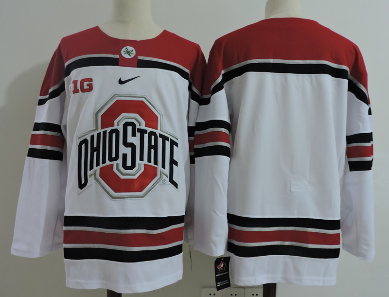 Men's Ohio State Buckeyes Nike 2012-18 White NCAA College Hockey Jersey