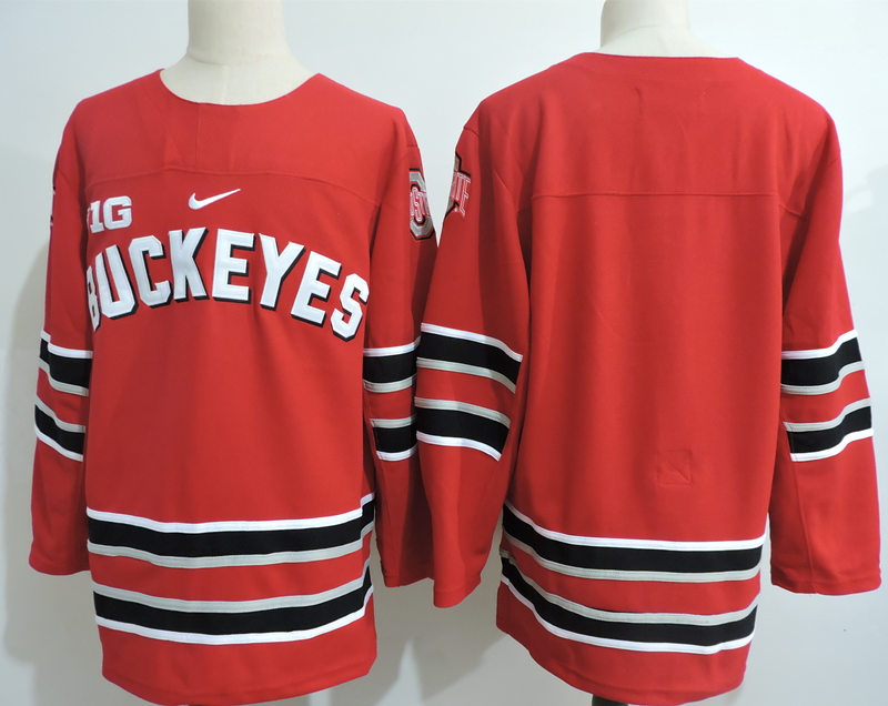 Men's Ohio State Buckeyes Nike 2012-18 Red NCAA College Hockey Jersey