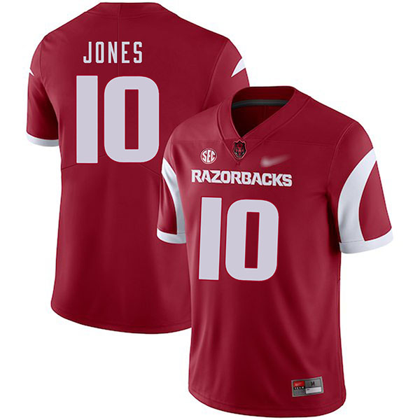 Jordan Jones Arkansas Razorbacks Men's Jersey - #10 NCAA Cardinal Game Authentic