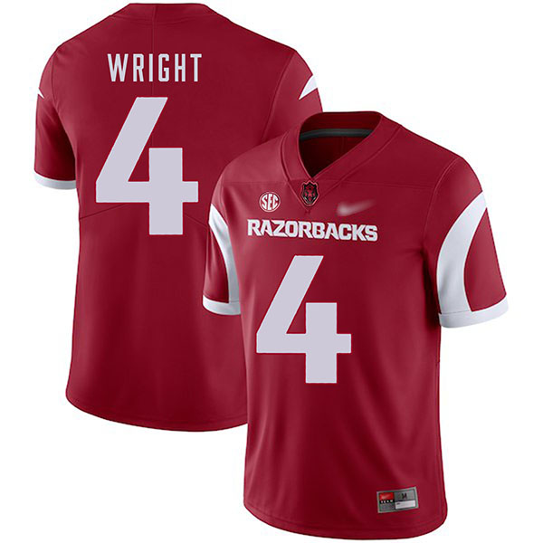 Jarius Wright Arkansas Razorbacks Men's Jersey - #4 NCAA Cardinal Game Authentic