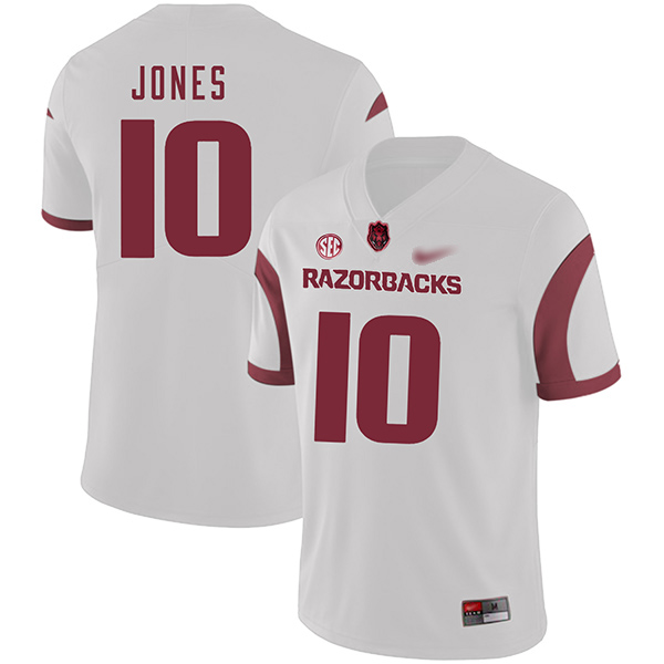 Jordan Jones Arkansas Razorbacks Men's Jersey - #10 NCAA White Game Authentic