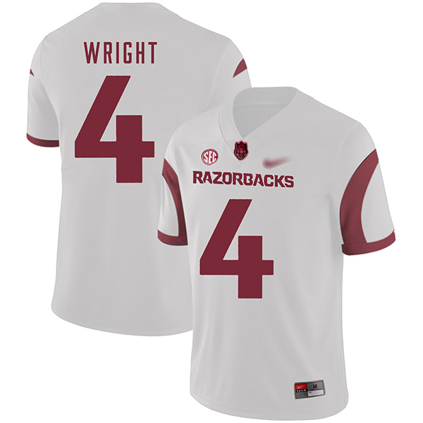 Jarius Wright Arkansas Razorbacks Men's Jersey - #4 NCAA White Game Authentic