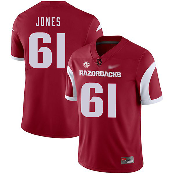 Jerry Jones Arkansas Razorbacks Men's Jersey - #61 NCAA Cardinal Game Authentic