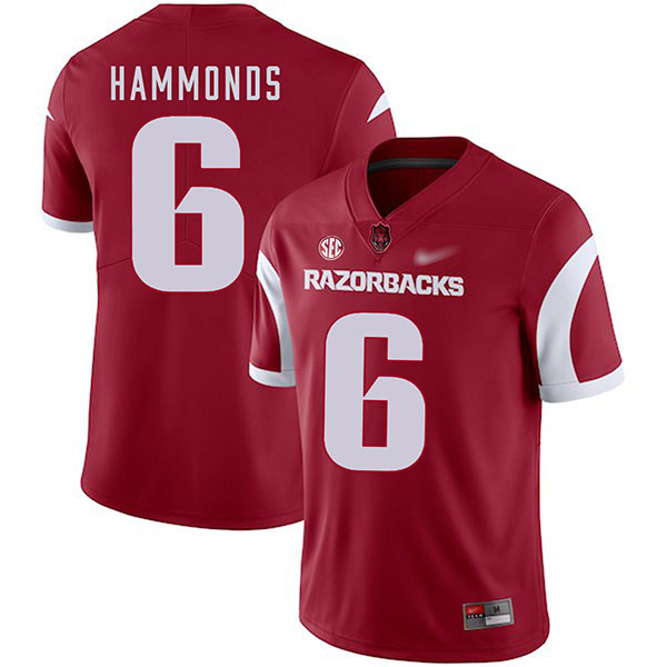 TJ Hammonds Arkansas Razorbacks Men's Jersey - #6 NCAA Cardinal Game Authentic