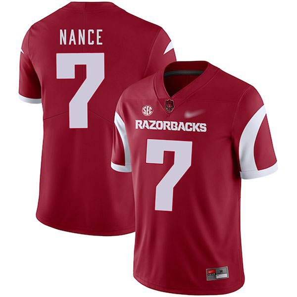 Jonathan Nance Arkansas Razorbacks Men's Jersey - #7 NCAA Cardinal Game Authentic