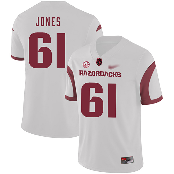 Jerry Jones Arkansas Razorbacks Men's Jersey - #61 NCAA White Game Authentic