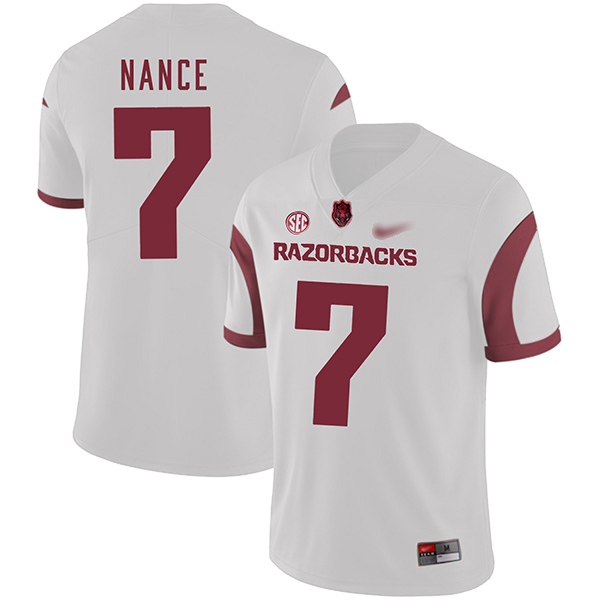 Jonathan Nance Arkansas Razorbacks Men's Jersey - #7 NCAA White Game Authentic