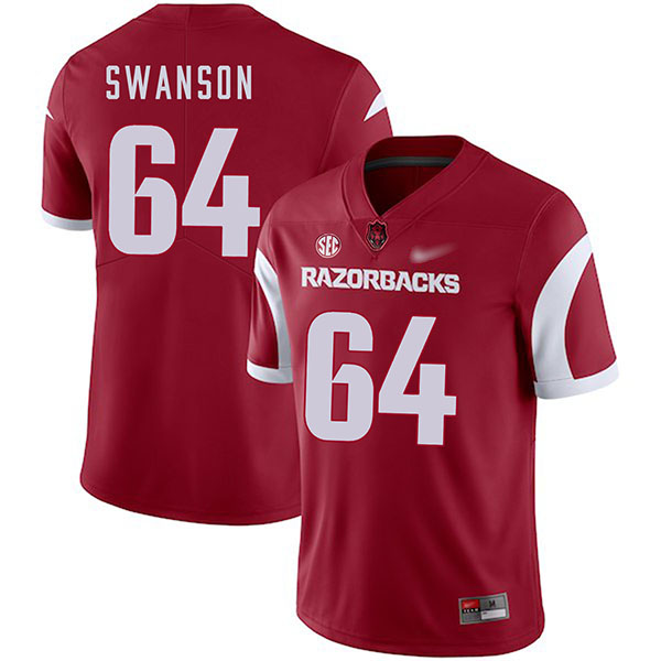 Travis Swanson Arkansas Razorbacks Men's Jersey - #64 NCAA Cardinal Game Authentic