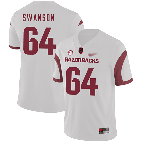 Travis Swanson Arkansas Razorbacks Men's Jersey - #64 NCAA White Game Authentic