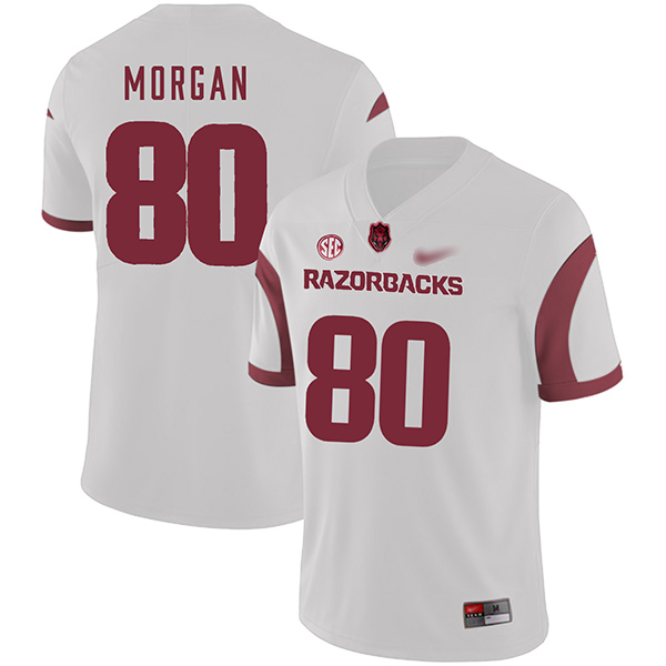 Drew Morgan Arkansas Razorbacks Men's Jersey - #80 NCAA White Game Authentic