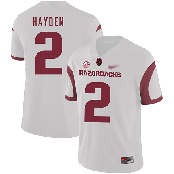 Chase Hayden Arkansas Razorbacks Men's Jersey - #2 NCAA White Game Authentic