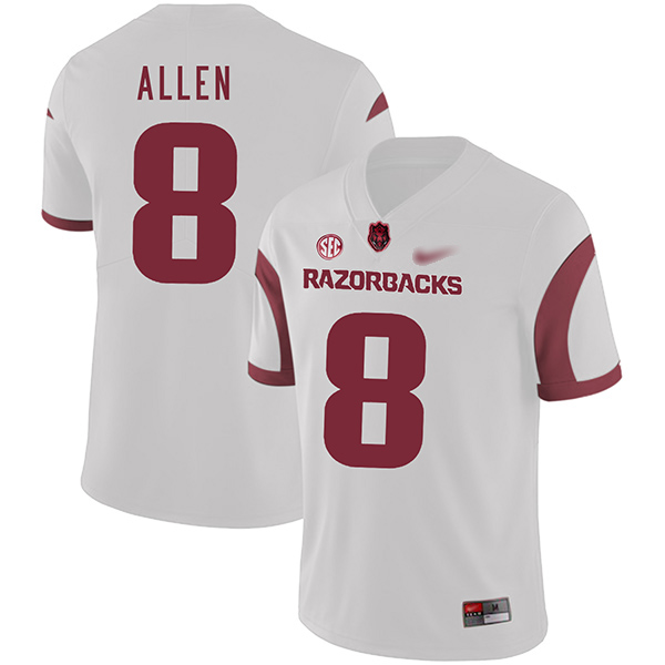 Austin Allen Arkansas Razorbacks Men's Jersey - #8 NCAA White Game Authentic