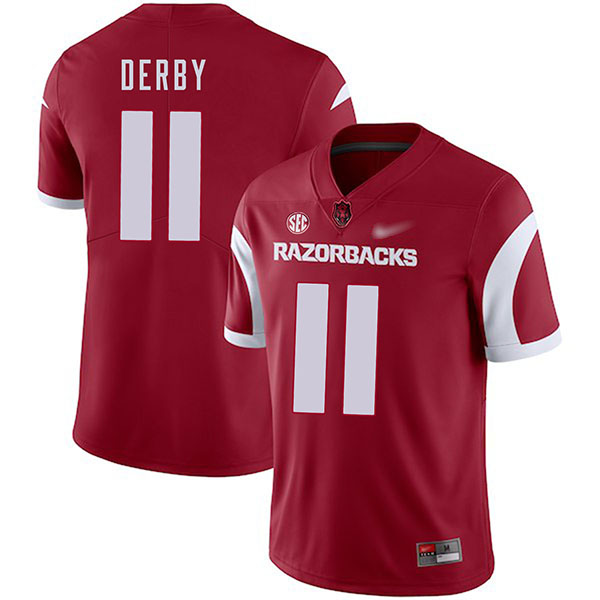 AJ Derby Arkansas Razorbacks Men's Jersey - #11 NCAA Cardinal Game Authentic