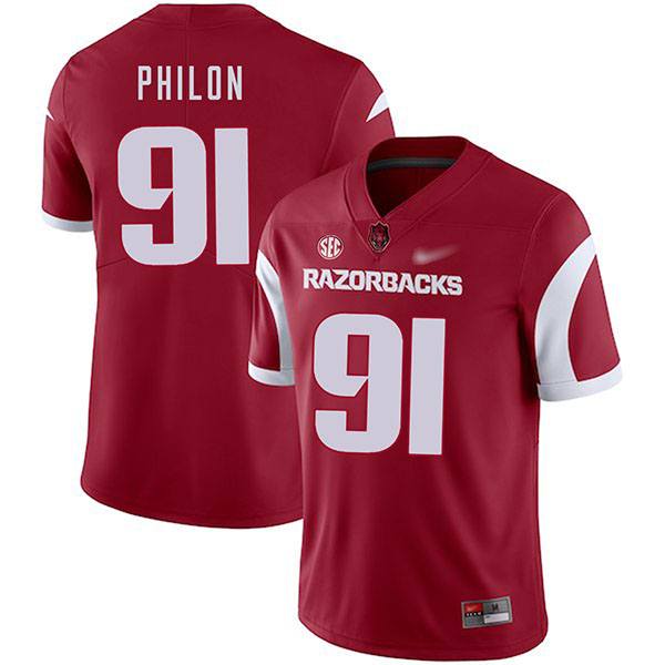 Darius Philon Arkansas Razorbacks Men's Jersey - #91 NCAA Cardinal Game Authentic