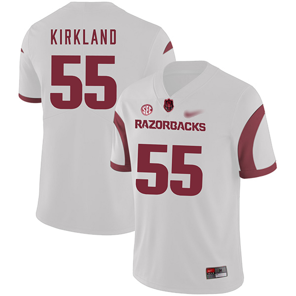 Denver Kirkland Arkansas Razorbacks Men's Jersey - #55 NCAA White Game Authentic