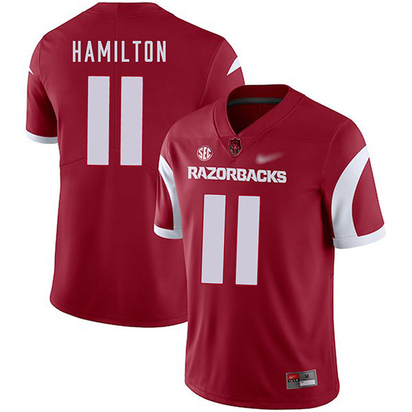 Cobi Hamilton Arkansas Razorbacks Men's Jersey - #11 NCAA Cardinal Game Authentic