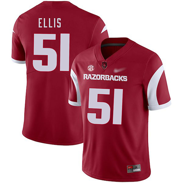 Brooks Ellis Arkansas Razorbacks Men's Jersey - #51 NCAA Cardinal Game Authentic