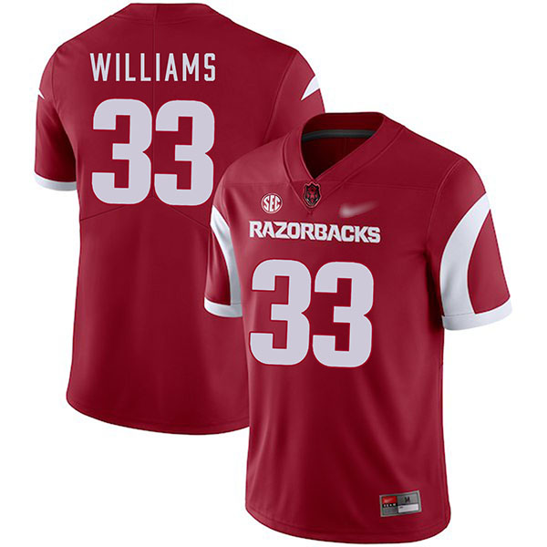 David Williams Arkansas Razorbacks Men's Jersey - #33 NCAA Cardinal Game Authentic