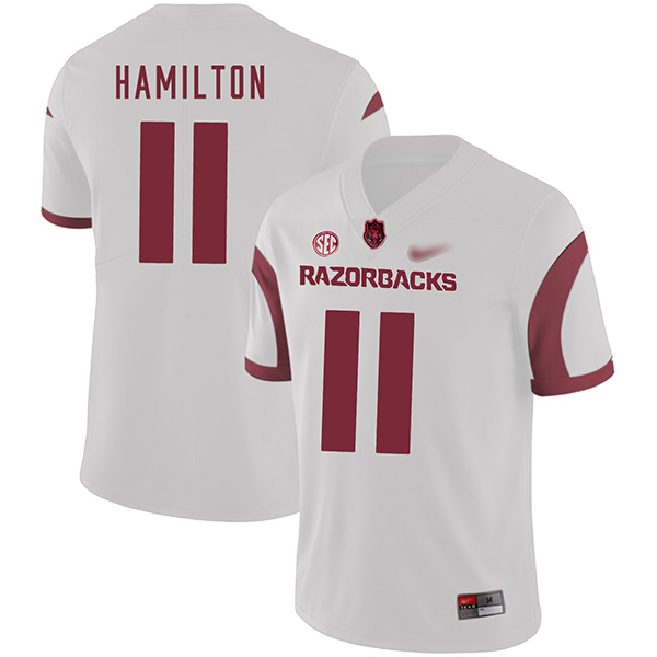 Cobi Hamilton Arkansas Razorbacks Men's Jersey - #11 NCAA White Game Authentic