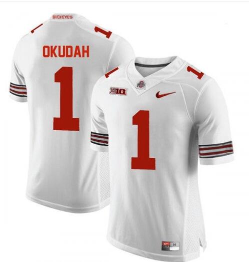 Men's Ohio State Buckeyes #1 Jeff Okudah Nike White Football Jersey