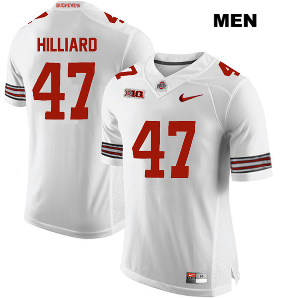 Men's Ohio State Buckeyes #47 Justin Hilliard  Nike White Football Jersey