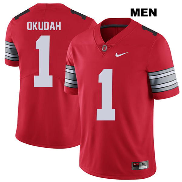Men's Ohio State Buckeyes #1 Jeff Okudah Nike Red Throwback Football Jersey