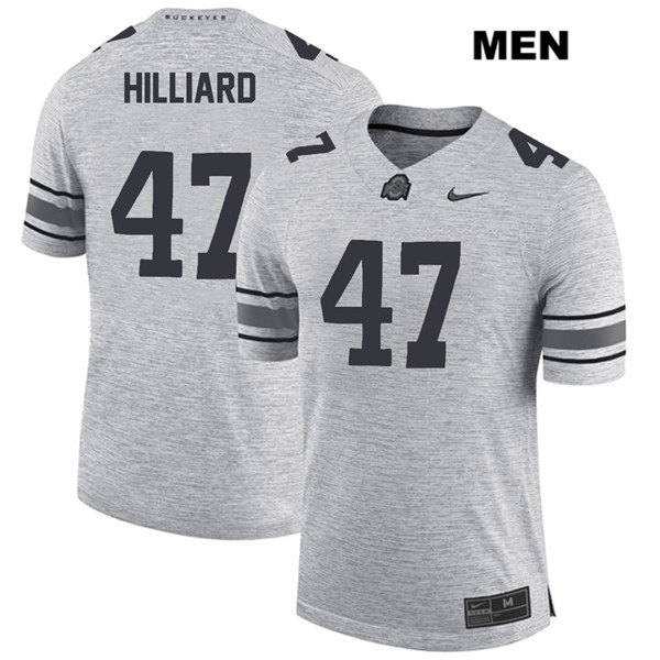 Men's Ohio State Buckeyes #47 Justin Hilliard Nike Heather Gridiron Gray II Football Jersey