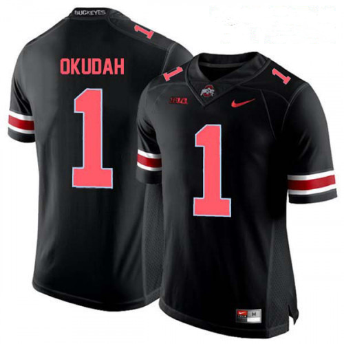 Men's Ohio State Buckeyes #1 Jeff Okudah Nike Blackout Football Jersey