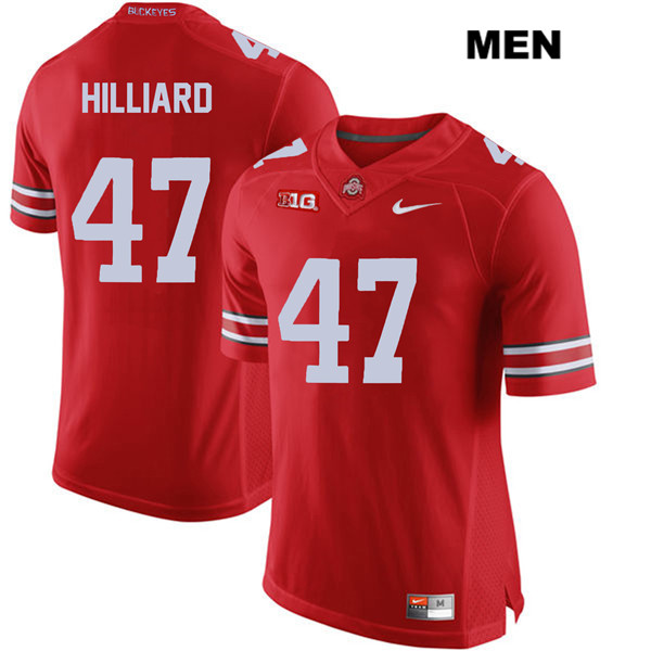 Men's Ohio State Buckeyes #47 Justin Hilliard Red Football Jersey