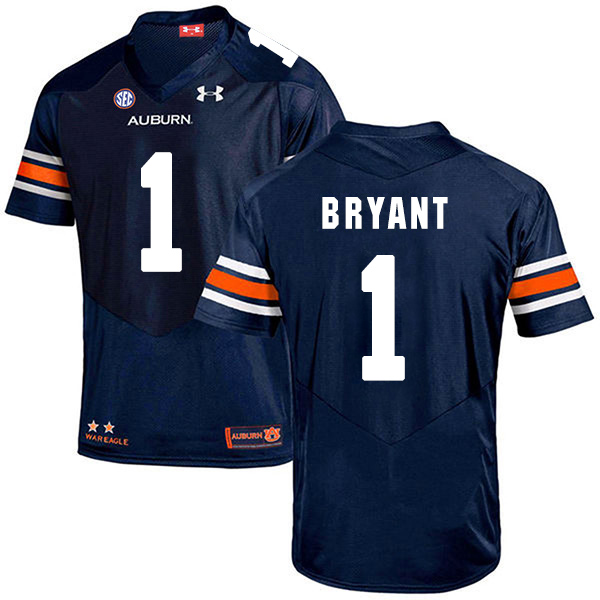 Big Kat Bryant Auburn Tigers Men's Jersey - #1 NCAA Navy Blue Stitched Authentic