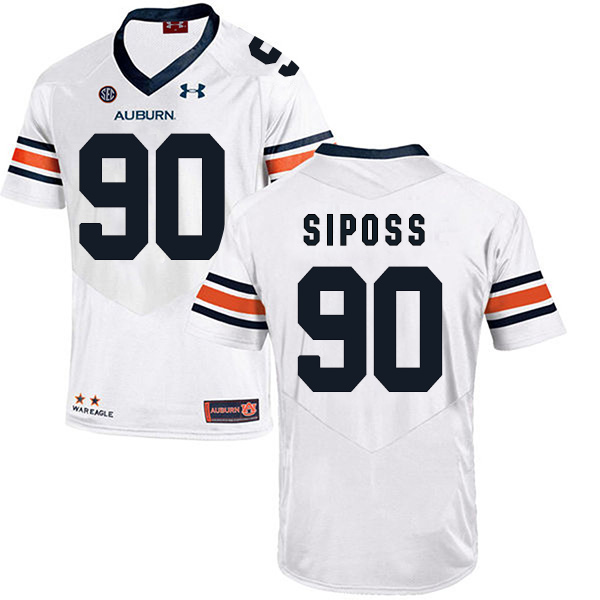 Arryn Siposs Auburn Tigers Men's Jersey - #90 NCAA White Stitched Authentic