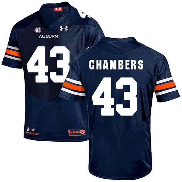 Cedric Chambers Auburn Tigers Men's Jersey - #43 NCAA Navy Blue Stitched Authentic
