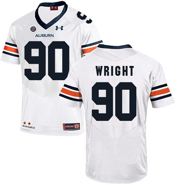 Gabe Wright Auburn Tigers Men's Jersey - #90 NCAA White Stitched Authentic