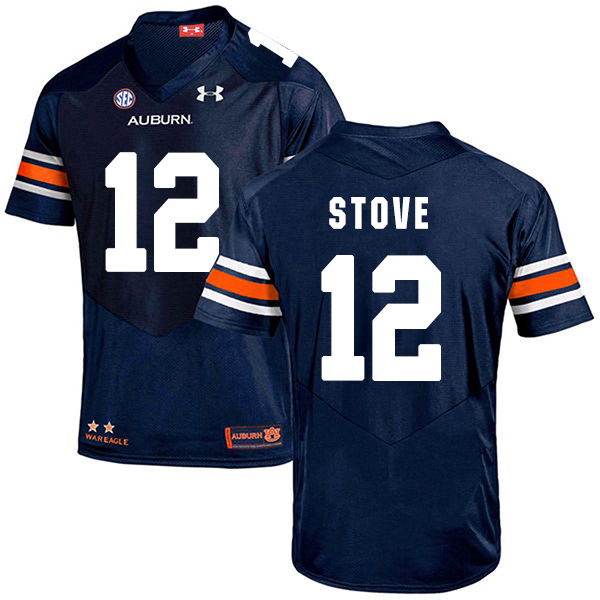 Eli Stove Auburn Tigers Men's Jersey - #12 NCAA Navy Blue Stitched Authentic