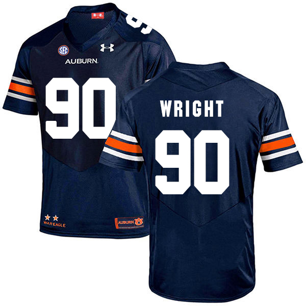 Gabe Wright Auburn Tigers Men's Jersey - #90 NCAA Navy Blue Stitched Authentic
