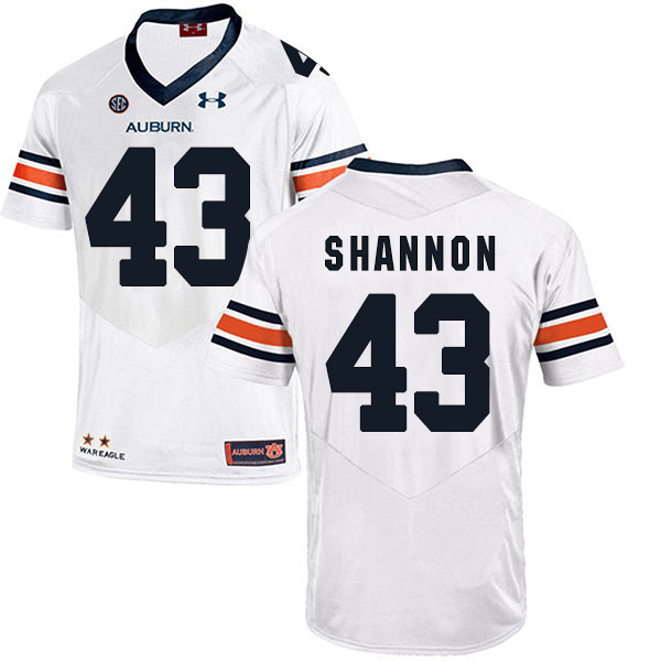 Ian Shannon Auburn Tigers Men's Jersey - #43 NCAA White Stitched Authentic