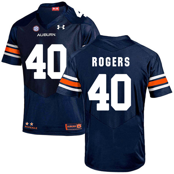 Jacob Rogers Auburn Tigers Men's Jersey - #40 NCAA Navy Blue Stitched Authentic