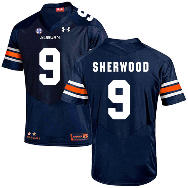 Jamien Sherwood Auburn Tigers Men's Jersey - #9 NCAA Navy Blue Stitched Authentic