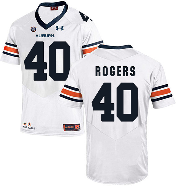 Jacob Rogers Auburn Tigers Men's Jersey - #40 NCAA White Stitched Authentic