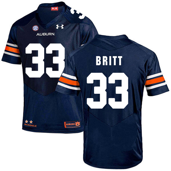 K.J. Britt Auburn Tigers Men's Jersey - #33 NCAA Navy Blue Stitched Authentic