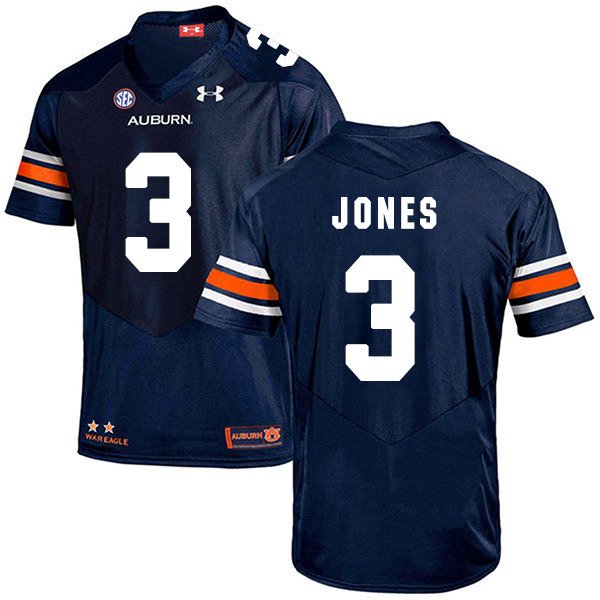 Jonathan Jones Auburn Tigers Men's Jersey - #3 NCAA Navy Blue Stitched Authentic