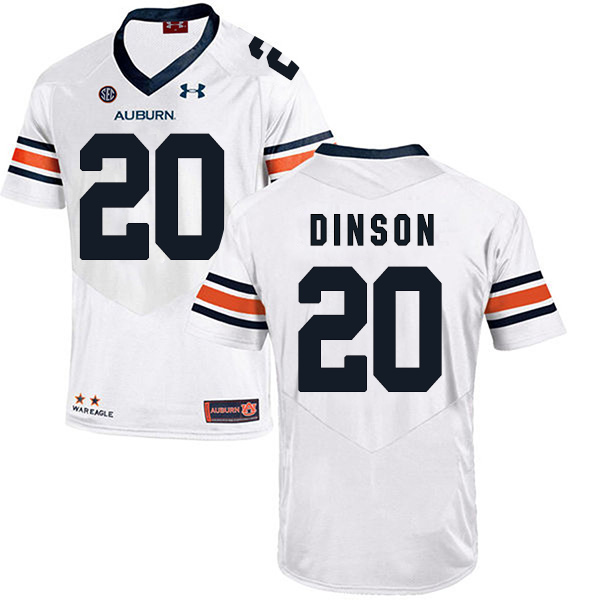 Jeremiah Dinson Auburn Tigers Men's Jersey - #20 NCAA White Stitched Authentic