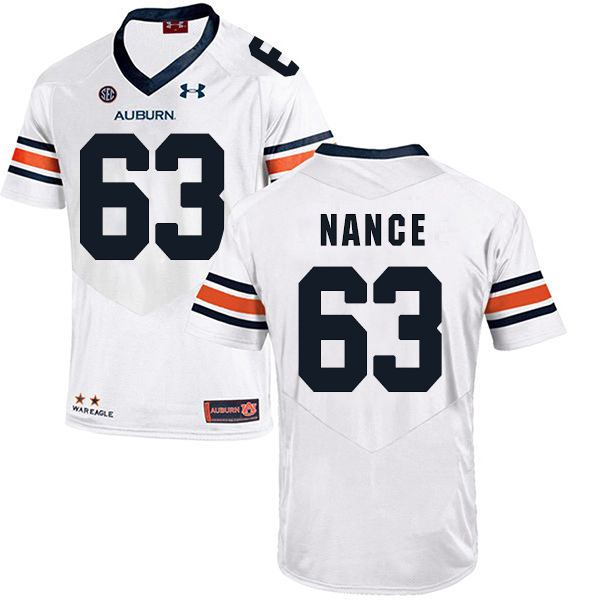 Peyton Nance Auburn Tigers Men's Jersey - #63 NCAA White Stitched Authentic