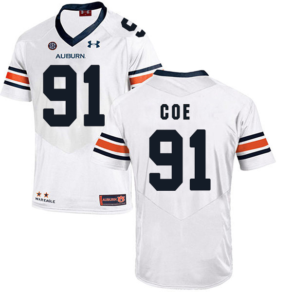 Nick Coe Auburn Tigers Men's Jersey - #91 NCAA White Stitched Authentic